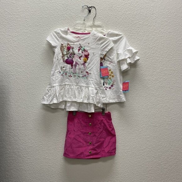 Isaac Mizrahi Girls Small 5 6 Set 4 Pc 2 Tops 2 Skirts NEW Sequin Unicorn Fairy - Picture 5 of 10